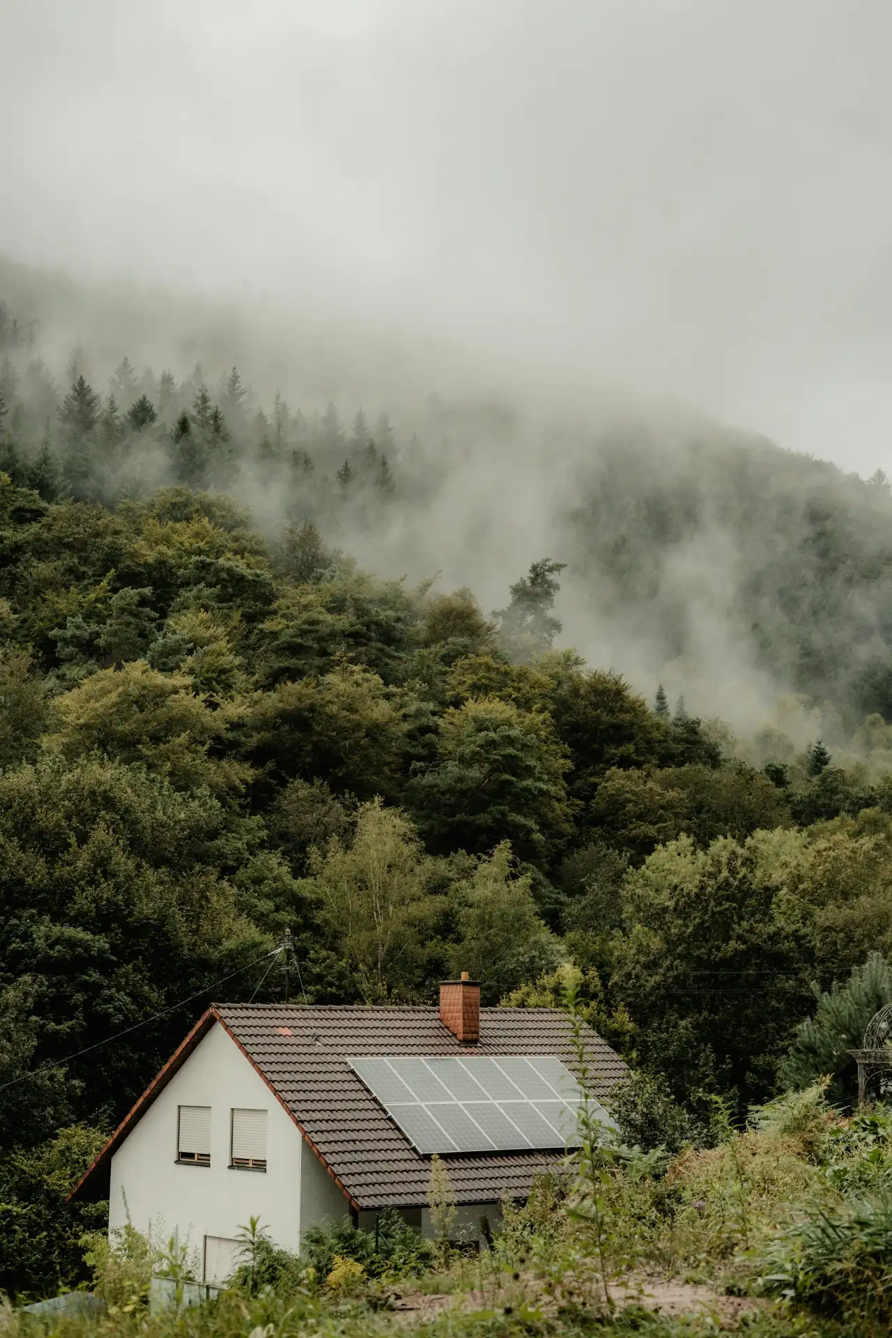 Remote off-grid solar installation in natural setting